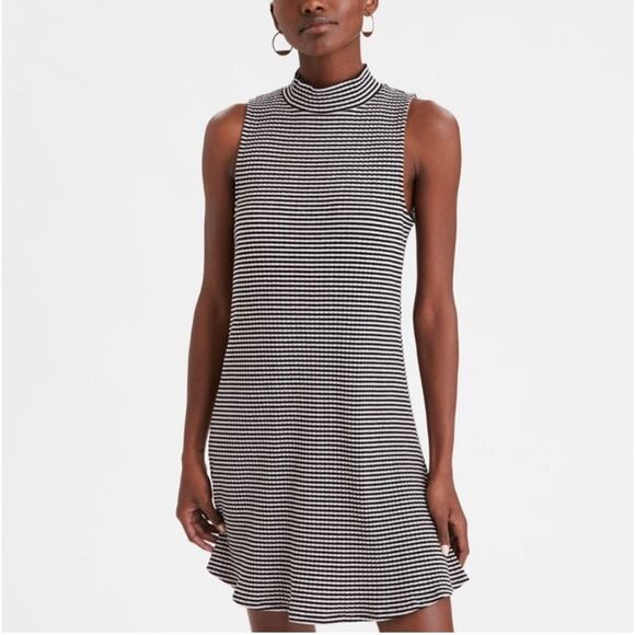 American Eagle black stripe mock neck dress - Picture 1 of 6